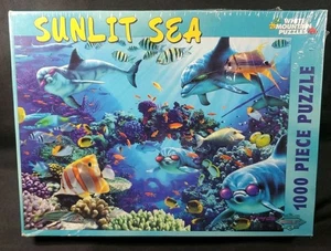 Vintage White Mountain Sunlit Sea Royce Art 2005 Puzzle New Dolphin Fish Ocean - Picture 1 of 6
