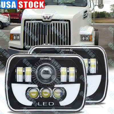 Pair 5X7" 7x6inch LED Headlight HI-LO Headlamp for Western Star 4700SF 2012-2023 - Image 1 of 4