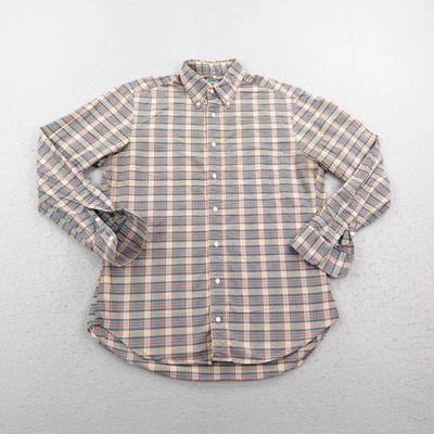 Camisa Gitman Bros Para Hombre Mediana Beige Azul A Cuadros De Colección Abotonada Frontera EE. UU. Foto 1 de 4