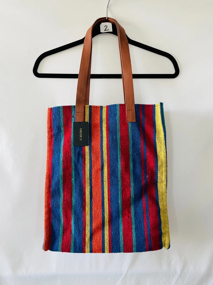 Bolso de Mano Forever 21 Para Mujer Multicolor Estampado a Rayas Southwestern Talla Única Nuevo con Etiquetas Foto 1 de 4