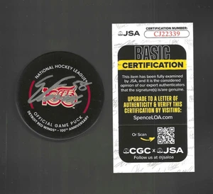 Emmitt Finnie Signed Detroit Red Wings Centennial 100th Game Puck JSA COA - Picture 1 of 2