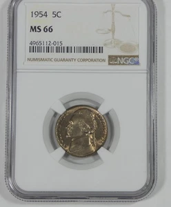 1954 Jefferson Nickel CERTIFIED NGC MS 66  5c - Picture 1 of 4
