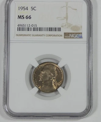 1954 Jefferson Nickel CERTIFIED NGC MS 66  5c - Image 1 of 4