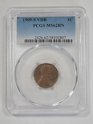 1909 S VDB Lincoln Cent 1C, MS 62 BN PCGS - Image 1 of 4