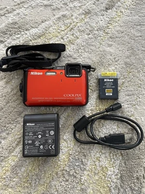 Nikon Coolpix AW120 16.0MP Waterproof WiFi Digital Camera Orange - Tested  - Image 1 of 4