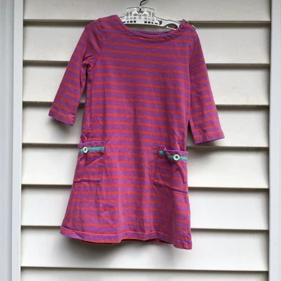 Vestido Mini Boden Niñas Talla 5-6Y Divertido Púrpura Rojo Rayas Bolsillos Cambio Colorido Foto 1 de 4