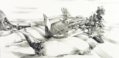 Dada. "Landregen" 1971. Lithographie André THOMKINS (1930-1985 SUI) handsigniert - Bild 1 von 3