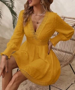 Women’s Long Sleeve Lace Dress Size Large - Picture 1 of 6