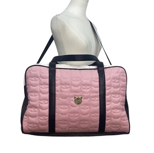 Luv Betsey Pink Quilted Cat Face With Shoulder Strap & Gold Accents Duffle Bag - Picture 1 of 15