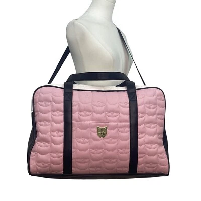 Luv Betsey Pink Quilted Cat Face With Shoulder Strap & Gold Accents Duffle Bag - Image 1 of 4