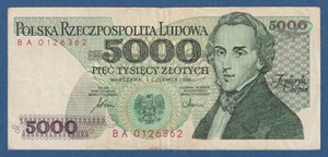 POLONIA / POLAND -- 5000 ZLOTYCH ( 1.6.1986 ) -- BC+ / F+ -- PICK 150b. - Bild 1 von 2