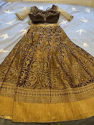 Womens Traditional Lehenga Blouse Nepali/Indian In Brown Colour Uk Size 4 Petite • 67.25€