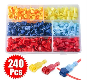 240x 22-10 AWG T-Taps Insulated Quick Splice Wire Terminal Connectors Combo Kit - Picture 1 of 12