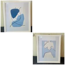 2 Modern Art Abstract Wall Art Home Decore In White Frame 18x22”