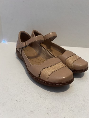 CLARKS scarpe donna misura 8 5 W ballerine Mary Janes punta tonda ammortizzate pelle