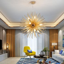 26" Modern E12 Gold Sputnik Chandelier Ceiling Pendant Lamp Lighting Fixtures