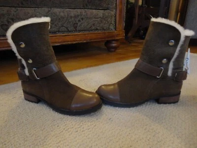 Matt Bernson Tundra Shearling Lined Suede Leather Boots Bark Brown 7.5 MSRP $389 - Image 1 of 4