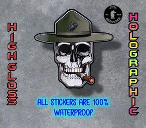 USMC Drill Instructor Gloss Vinyl Sticker - Water Bottles/Laptops - Sergeant NCO - Picture 1 of 3