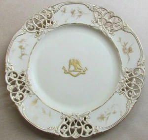 ROYAL WORCESTER PIERCED AND GILDED CRESTED PLATE DATED 1890 (Ref6153) - Picture 1 of 8