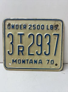 1970 MONTANA Under 2500 lbs Trailer License Plate 3t/r2937 - Picture 1 of 2