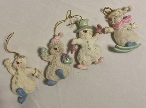 Santa's Collection Set of 4 Pastel Snowmen Christmas Ornaments - Picture 1 of 8