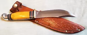 Western Boulder Yellow Pearl Hunting/Skinning Knife w/acorn case Mint - Picture 1 of 17
