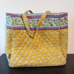 Maggi B gesteppte gelbe Geldbörse mit Blumenmuster 10"" groß x 11"" breit ganz 3 Innentaschen - Bild 1 von 14