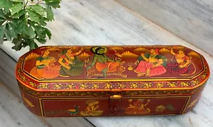 Holz Stiftbox mehrfarbig bemalt Gott Shiva Mehrzweck Bleistift Aufbewahrungsbox - Bild 1 von 10