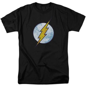 The Flash Neon Distressed Logo T Shirt Licensed Comic Book Tee Black - Picture 1 of 2