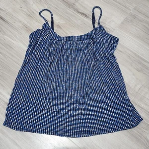 New York & Company Tank Top Womens Small Blue Black White Patterned Stretchy Top - Picture 1 of 8