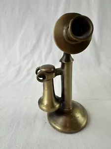 massiver Messing schwerer Kerzenständer Telefon Figur Statue selten keine beweglichen Teile - Bild 1 von 6
