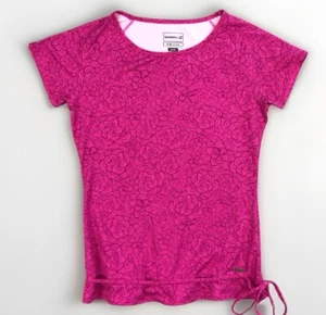 Merrell Top Womens Medium Pink Floral Opti-Wick Short Sleeve Running - Picture 1 of 9