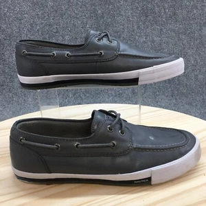 Nautica Shoes Mens 10 Spinnaker Boat Gray Faux Leather Casual Moc Toe Low - Picture 1 of 16