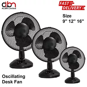 COOLING FAN DESK FANS OSCILLATING STAND STANDING HOME OFFICE 2,3 SPEED - Picture 1 of 13