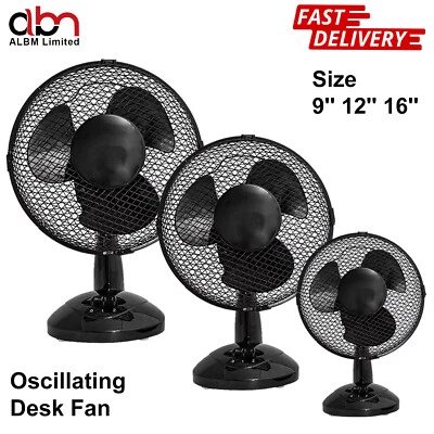 COOLING FAN DESK FANS OSCILLATING STAND STANDING HOME OFFICE 2,3 SPEED - Image 1 of 4