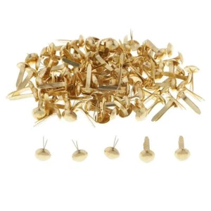 200 Pieces Lots  Small Paper Fasteners Gold Plated Scrapbooking Brads Round - Picture 1 of 7