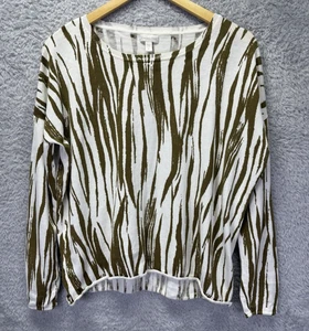Garnet Hill Damen kleiner Pullover Seide Baumwolle olivgrün Zebra adrett leicht - Bild 1 von 9