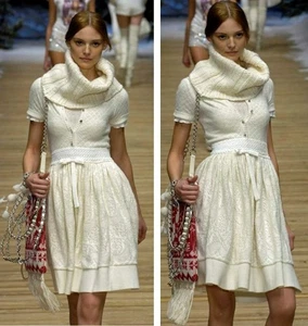 AUTH RUNWAY FW2006 Dolce&Gabbana D&G knitted ivory Dress IT 40 - Picture 1 of 13