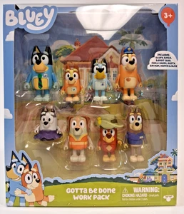 Bluey Family and Friends Gotta Be Done Work Pack 8 Figurine Multipack - Foto 1 di 4