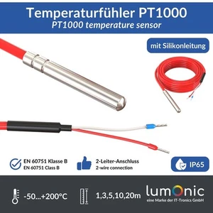Temperature sensor PT1000 with silicone cable 1-20m I -50 bis 200°C I 6mm I 2-wi - Picture 1 of 9