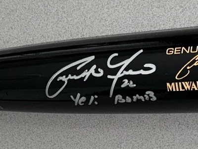 Christian Yelich "Yeli BOMB" Brewers Signed Louisville Slugger Pro Bat JSA USASM - Image 1 of 4