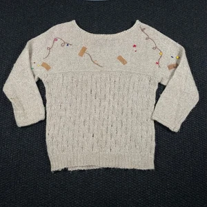 Vintage Joseph Le Bon Women's Size Large Beige Linen Wool Blend Knit Sweater - Picture 1 of 9