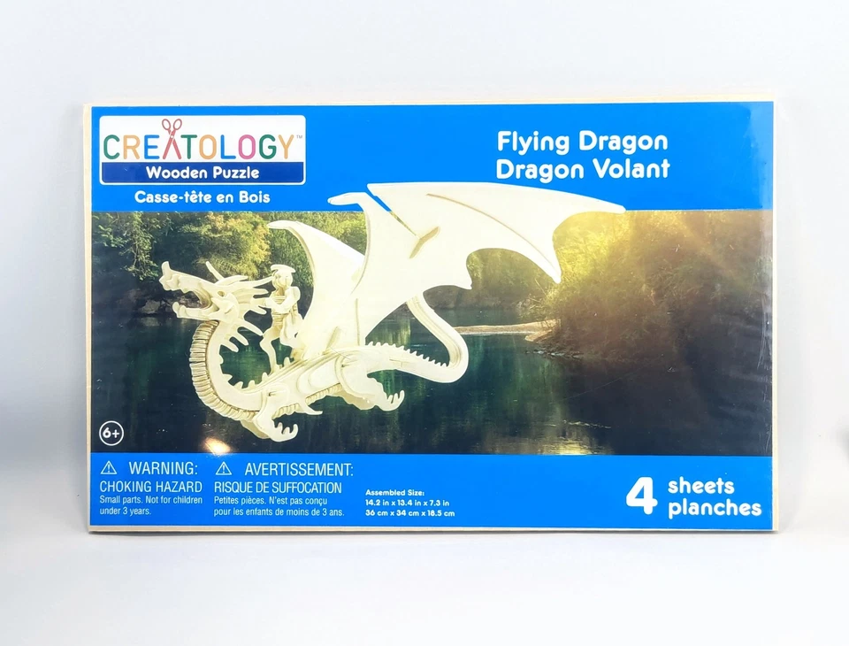 Creatology Flying Dragon 3D Wooden Puzzle Kit 4 Sheets - Image 1 of 1
