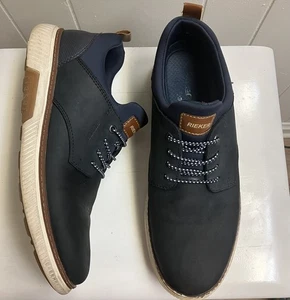 RIEKER Memosoft Mens Leather Sneakers SIZE 43 US 10 Indigo 4-Hole Lacing Treaded - Picture 1 of 11