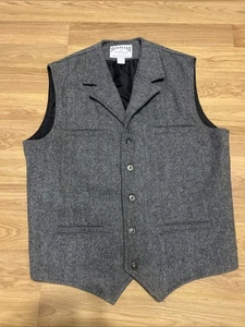 Schaefer Outfitter Cattle Baron Wool Vest Men’s XL Tall Grey Herringbone Ranch - Picture 1 of 12