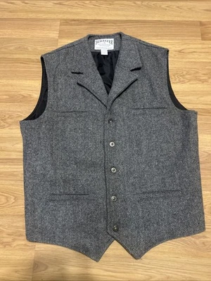 Schaefer Outfitter Cattle Baron Wool Vest Men’s XL Tall Grey Herringbone Ranch - Image 1 of 4