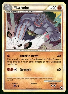 2010 Heavily Played Pokemon Machoke 40/102 HGSS Triumphant - Image 1 of 3