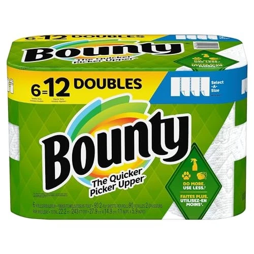 Toallas de papel Bounty Select-A-Size, rollos dobles 6 = 12 rollos dobles, 82 hojas P Foto 1 de 1
