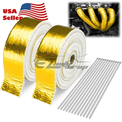 Cinta térmica de aislamiento de cabezal colector envolvente térmica de escape dorado de 2 rollos x 2" 50 pies Foto 1 de 4