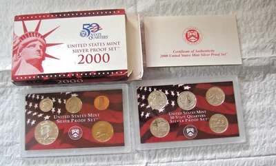 2000-S--US Mint Silver Proof Coin Set with COA---10 Coins - Image 1 of 2